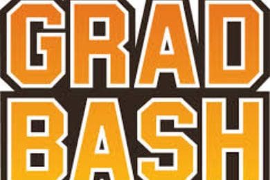 senior class trips 2 the image features the words "grad bash" in large, bold letters with an orange gradient on a black background.